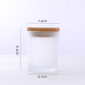 wholesale empty matte frosted white black clear glass candle jars with wooden lids for candle making